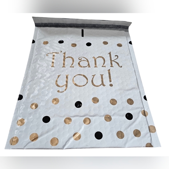 Polka Dot "Thank You" Bubble Mailer. 10 Count 8½ x 11". Self Sealing, Waterproof - Picture 2 of 2